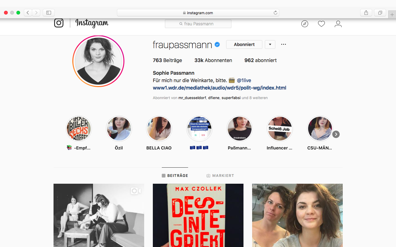 Frau Passmann inspiriert Ulrike Zecher auf Instagram.